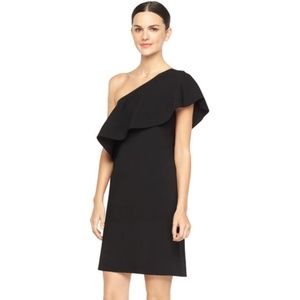 Milly One Shoulder Flounce Ruffle Black Dress